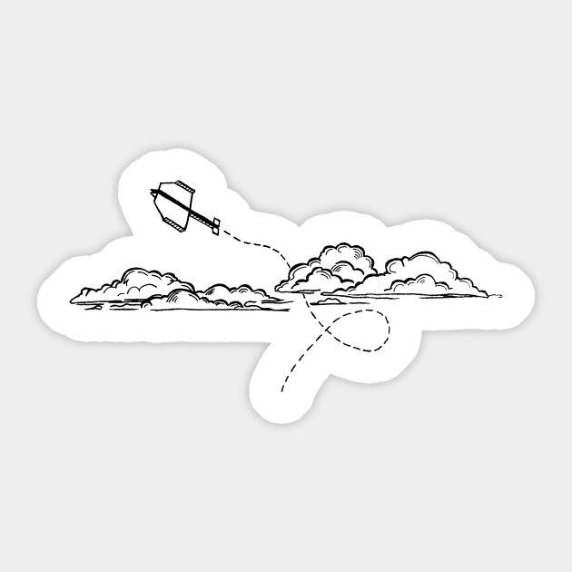 Paper plane in the clouds Sticker by ZuskaArt